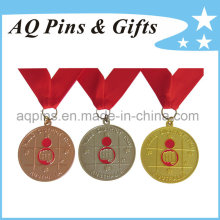 Zinc Alloy Medal in Different Plating with Red Ribbon